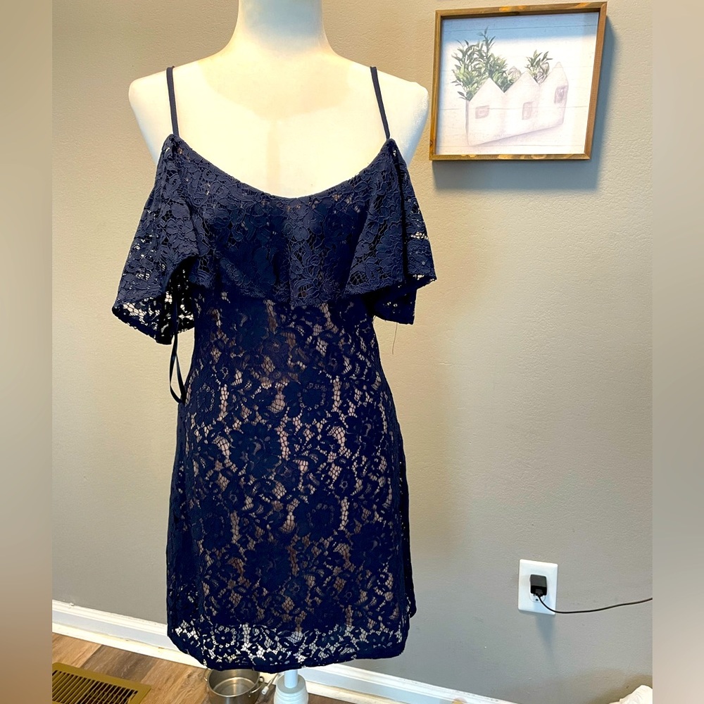 Lacy cold shoulder dress